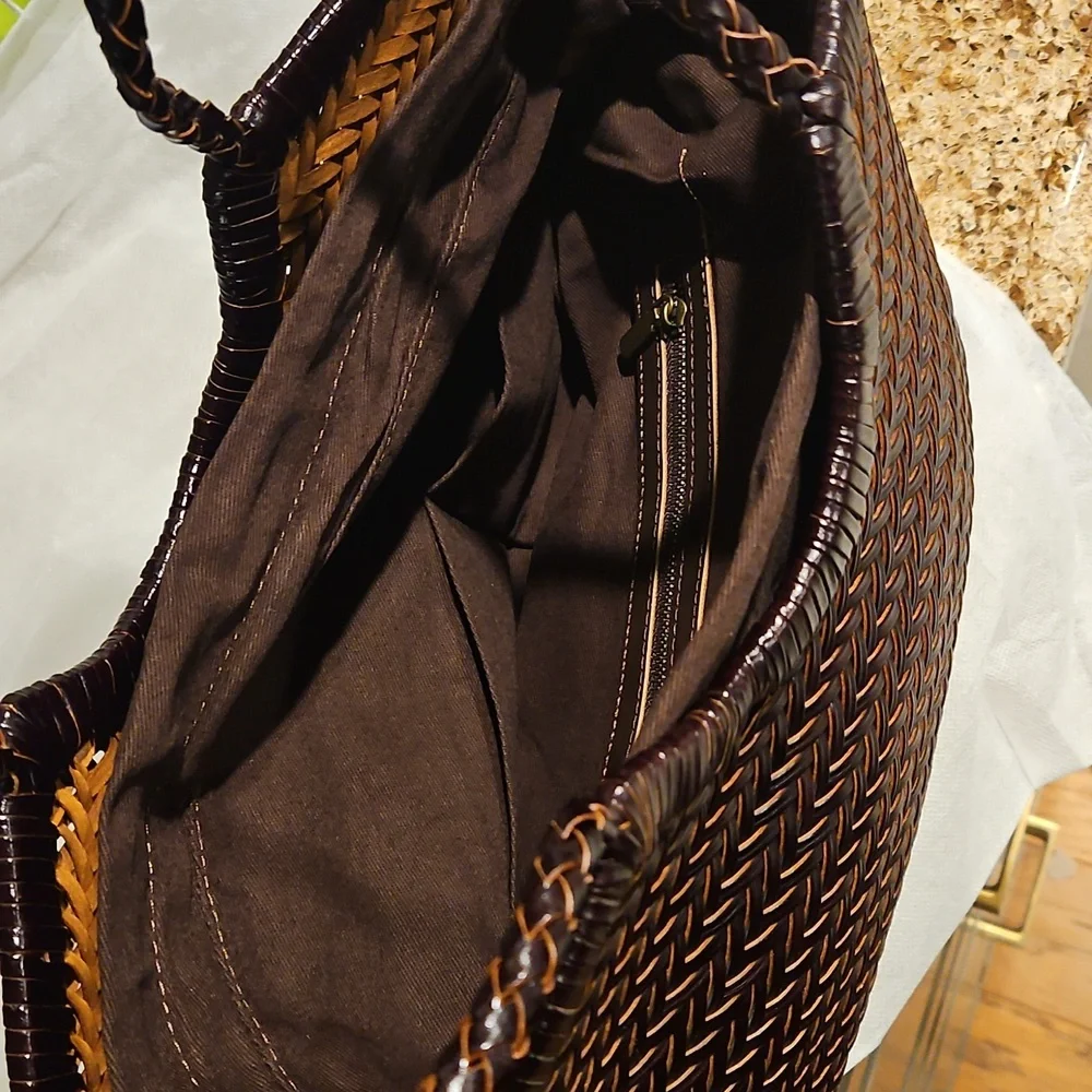 Nwt Split Leather Woven Bag - Picture 7 of 11